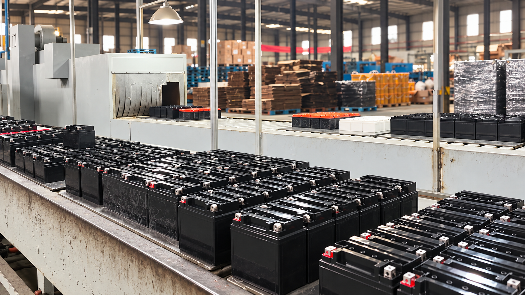Battery assembly line based on original factory photography